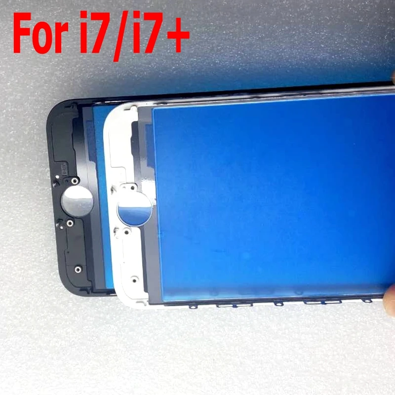 10 шт. для iPhone 7 + Переднее внешнее стекло со средней рамкой рамка в сборе plus