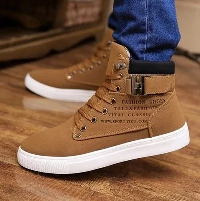 2018 Hot Men Shoes Fashion Autumn Winter Snow Boots Leather Footwear For Man New High Top Canvas Casual sneakers | Обувь