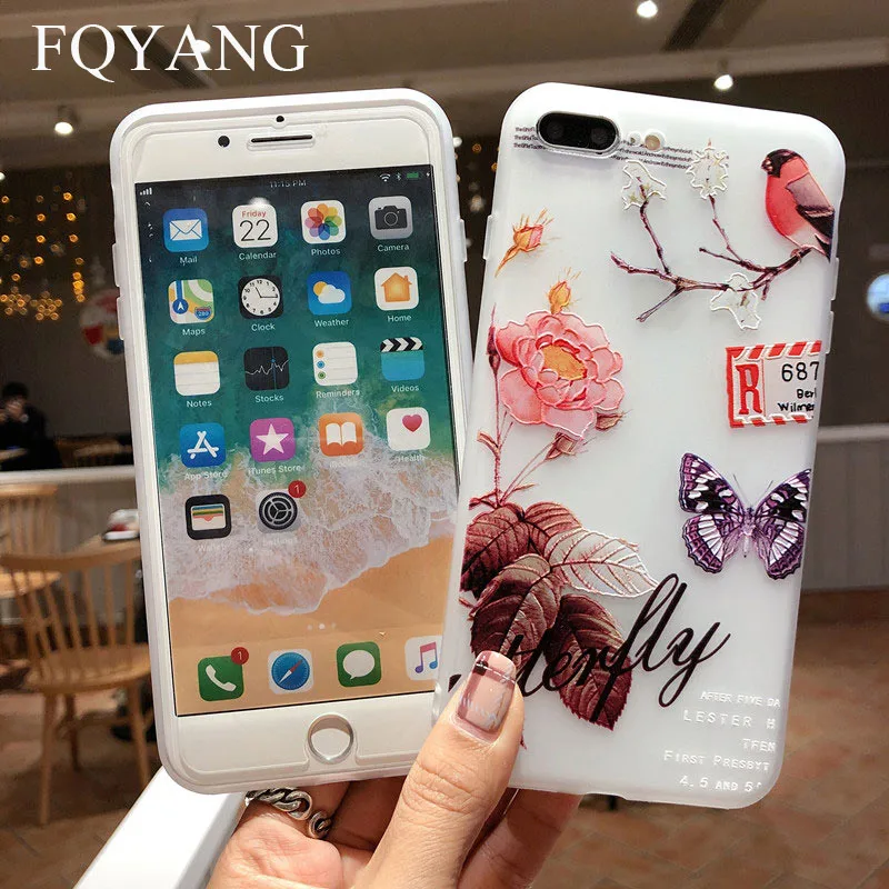 3D Рельефный цветочный узор чехол для телефона IPHONE 8PLUS 8 7 PLUS 6 6S 6PLUS Мягкий ТПУ
