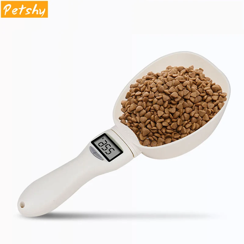 Белый Petshy корм для домашних животных, мерная ложка Полукруглая, переносная, удаляемая, товары для кормления домашних животных, совок для корма для кошек, пищевой Совок 800 г/0,1 г - Цвет: Белый