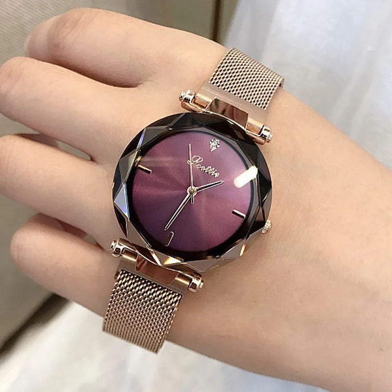 2019 Luxury Brand lady Crystal Watch Magnet buckle Women Dress Fashion Quartz Female Stainless Steel Wristwatches