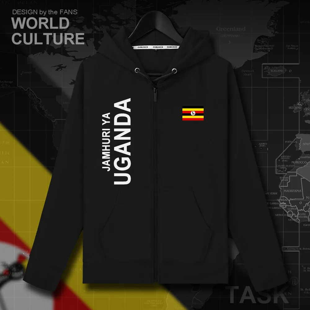Ugandan UGA/мужские флисовые толстовки на молнии Зимние трикотажные мужские куртки и