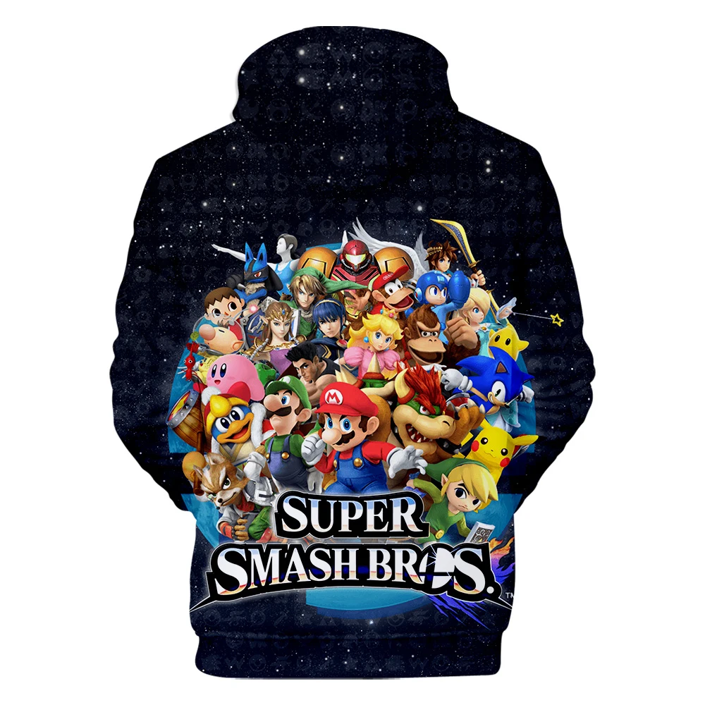 Новинка; толстовка с капюшоном Super Smash Bros. 3D Толстовка с капюшоном для мужчин и женщин, Повседневная рубашка с круглым вырезом, 3D Толстовка с капюшоном