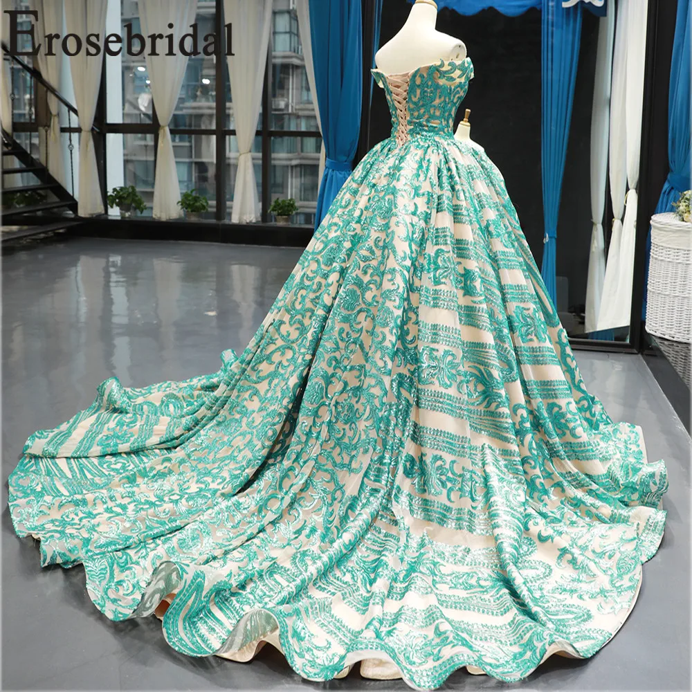 Erosebridal бисера зеленые длинные винтажные вечерние платья 2019 с часовым шлейфом