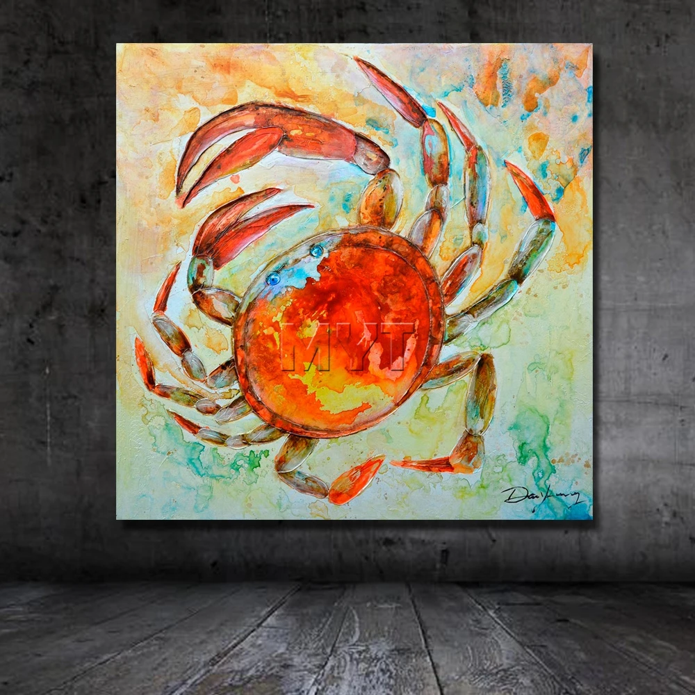 Краб животных wall art живопись от руки рисунок картины маслом бесплатная доставка