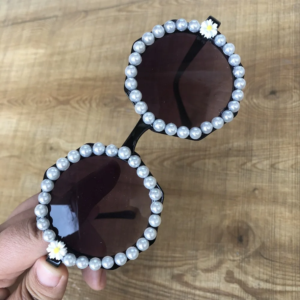 Очки солнцезащитные женские с жемчужинами и круглыми линзами|Женские очки| |