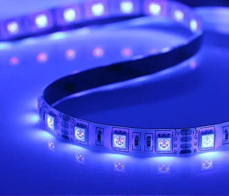 УФ (390nm 400nm) Цвет светодиодный полосы 5050 SMD 12 В гибкий светильник 60 Светодиодный/м 5