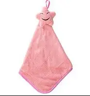 Pink 1 шт. милые детские полотенца для рук Улыбка Звезда Висячие Дети ванная комната утолщаются мягкий коралловый бархат Бытовая чистящая ткань - Цвет: Pink