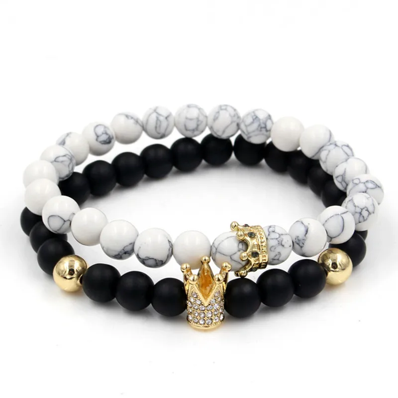 Браслет Lava Howlite с натуральным кубическим цирконием 2 шт./компл.|Браслеты шармами| |