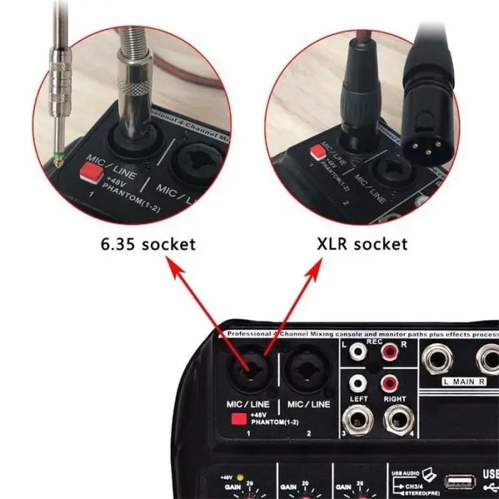 Мини USB аудио микшер усилитель Bluetooth доска 48 В фантомное питание 4 канала для DJ Караоке DX88