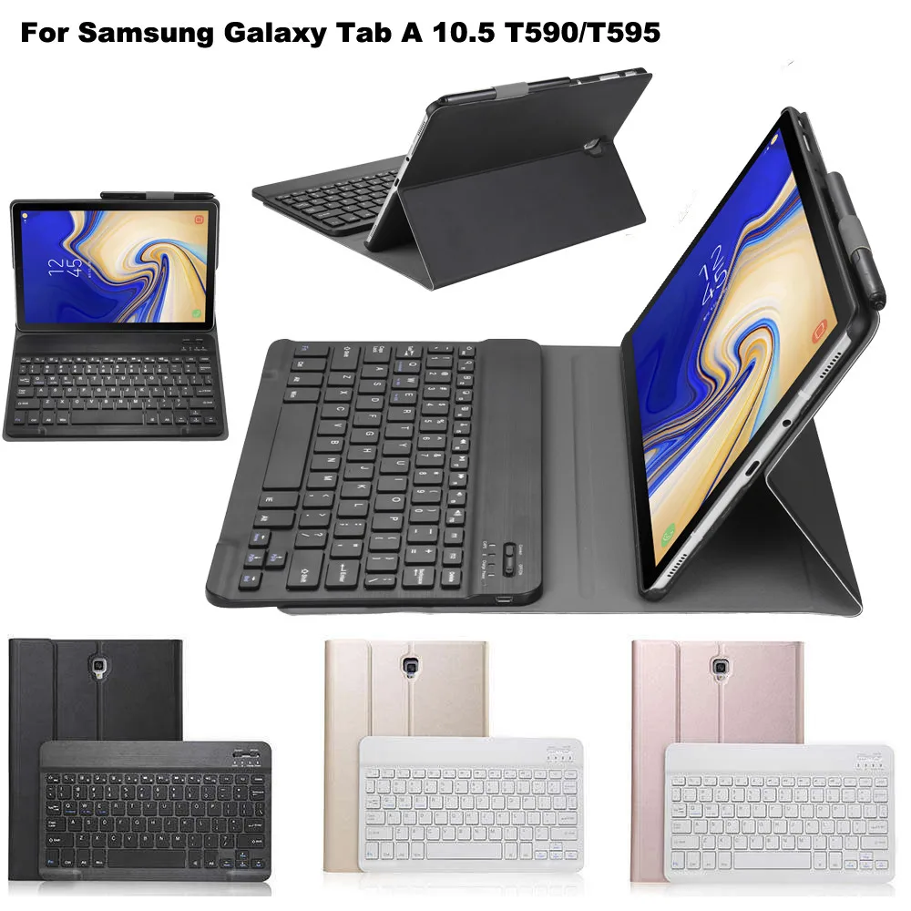 Съемная Беспроводная Bluetooth клавиатура для Samsung Galaxy Tab A 10 5 T590/T595 планшет + кожаный