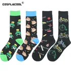 Красочные счастливые мужские носки хлопок милый узор свадьба уличная новинка собака Тигр Слон пица пиво мужчины женщины унисекс носки