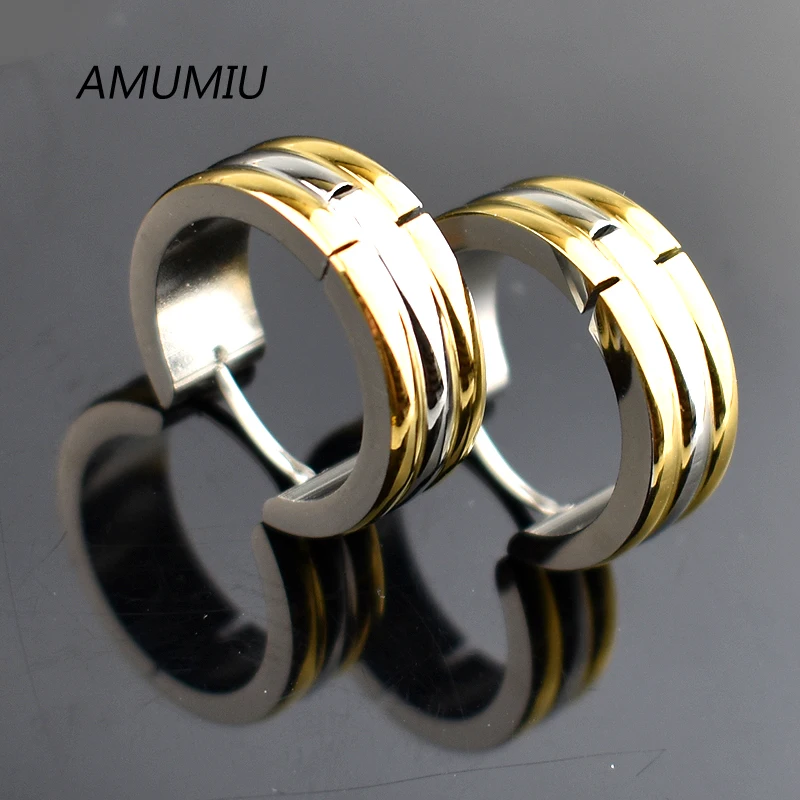 AMUMIU мужские и женские модные круглые серьги-гвоздики из титановой стали золотого