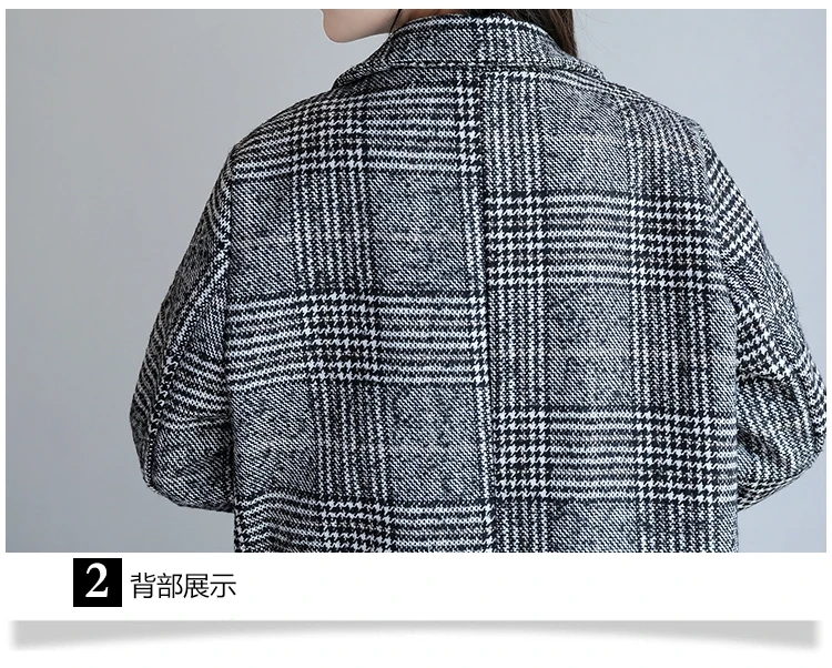 

Autumn Korean Women plaid wool coat Slim was thin female models Houndstooth woolen coat