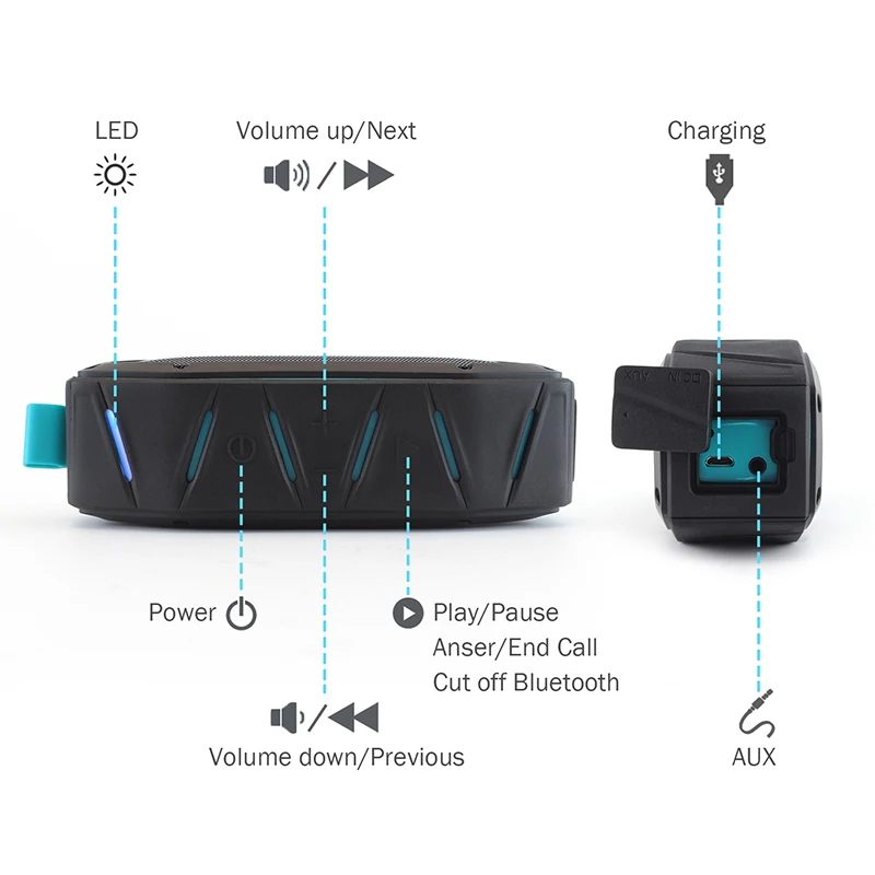 Bluetooth колонки V4.1 ZENBRE D6 10 Вт Портативный с IPX6 Водонепроницаемый противоударный до