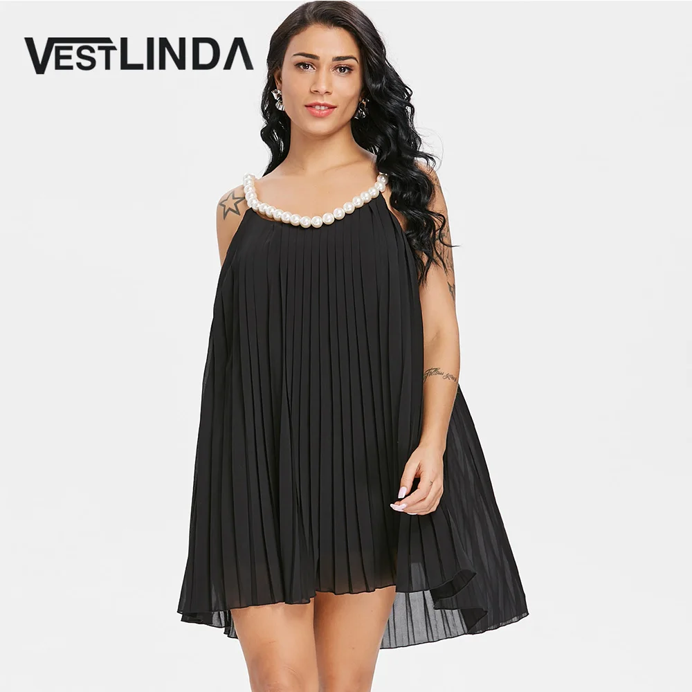 Женское плиссированное платье VESTLINDA свободное ТРАПЕЦИЕВИДНОЕ мини-платье без