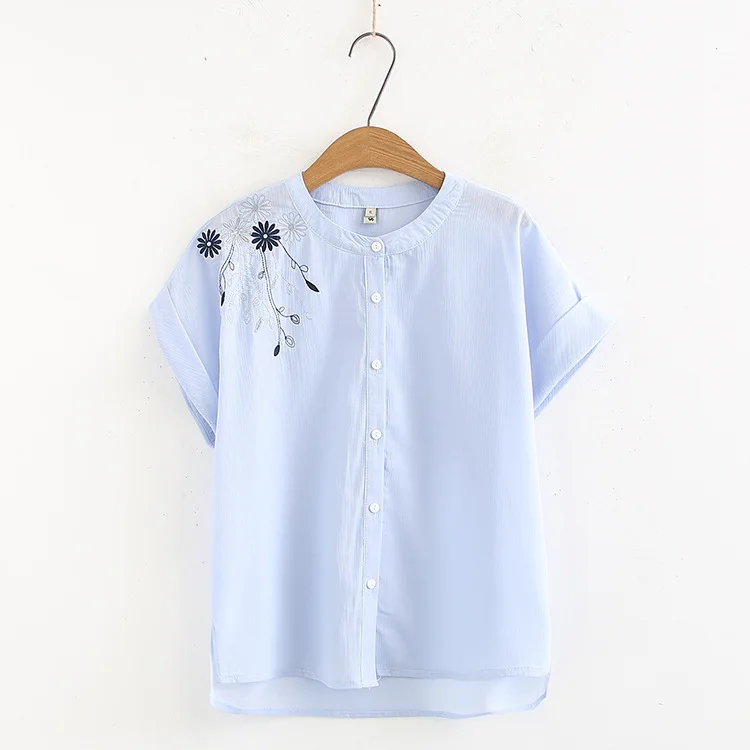 2019 Plus Size Casual T-shirts Summer Women Clothing Fashion Loose Short Sleeve embroidery Tops A31-057 | Женская одежда