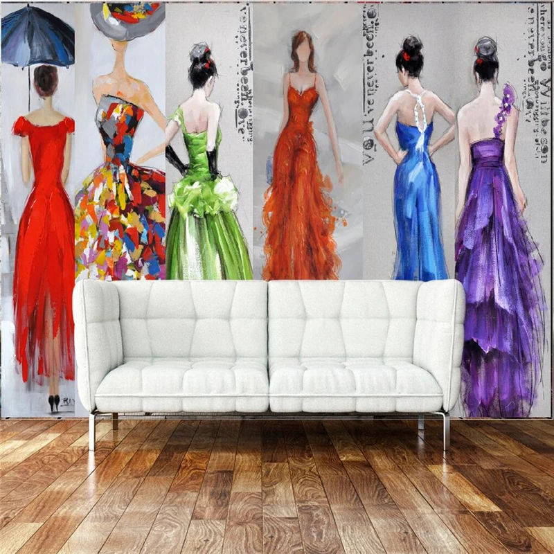 

Обои на заказ обои европейский и американский стиль вечернее платье Леди живопись ТВ декоративные стены