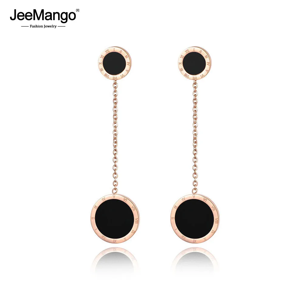 Женские серьги-кисточки JeeMango длинные серьги с двумя круглыми римскими цифрами из