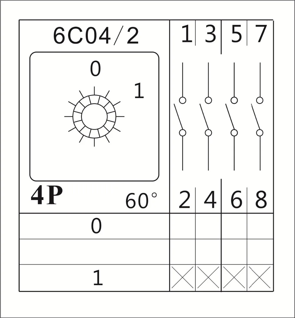 AC 440V Ui 690V 32A поворотный Кулачковый выключатель OFF-ON/0-1 2 Позиции 4 полюса 8 клемм (CE TUV)