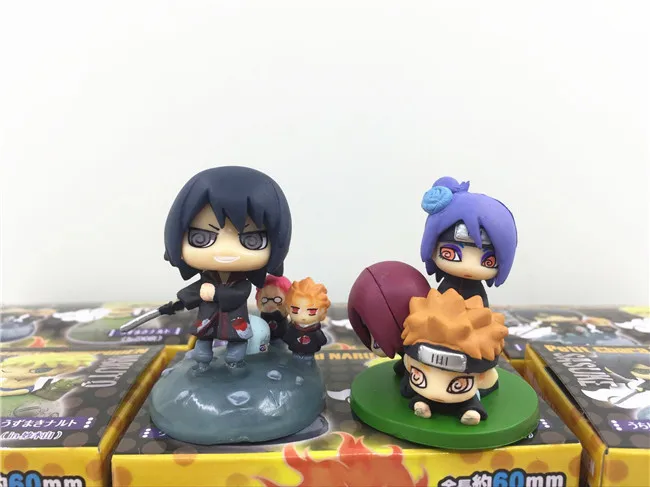 Аниме 6 шт./компл. Наруто Orochimaru Konan Pain Hoshigaki Kisame Sasori Akatsuki члены Uchiha Itachi Sasuke ПВХ