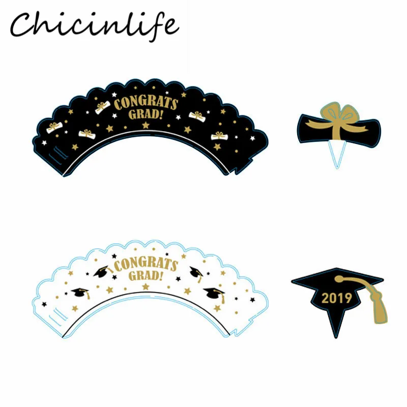 Chicinlife 24 шт выпускная обертка для кексов класс конгратов вечеринка Декорации ВУЗа