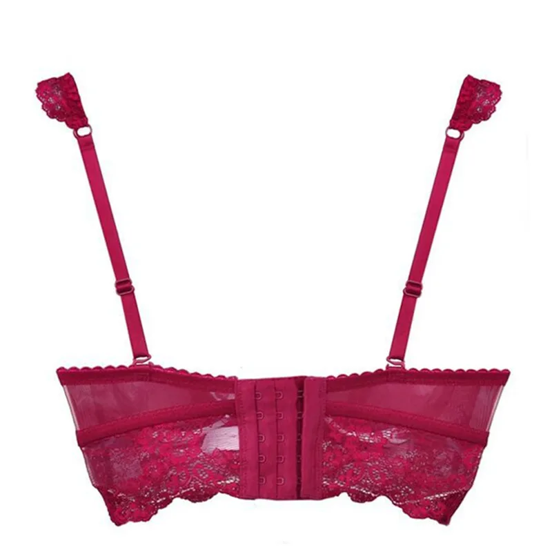 Sexy Mousse Women Bra Set Ultra-thin Red Lace Brief Sets Plus size Brassiere Push up and Panties Winter | Женская одежда