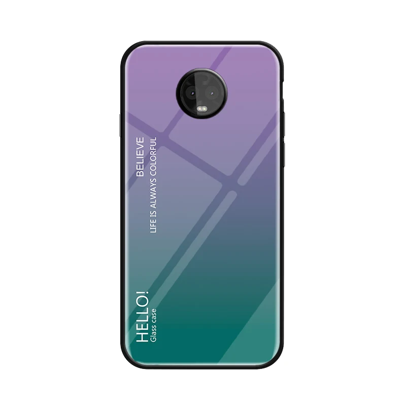 Purple Haissky чехол из закаленного стекла с градиентом для Motorola Moto G6 G6 Plus G6 Play Rainbow задняя крышка для Moto G5S Plus задняя крышка оболочка - Цвет: Purple