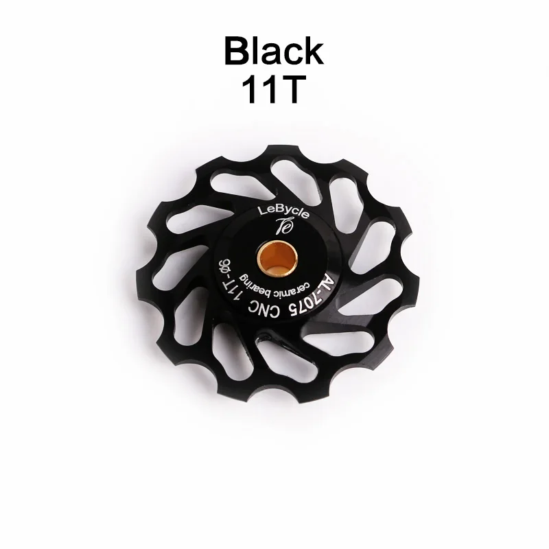 11T-black LeBycle 11T 13T 15T MTB задний переключатель Jockey колесный керамический подшипник шкив AL7075 CNC направляющий ролик для дорожного велосипеда 4 мм 5 мм 6 - Цвет: 11T-black
