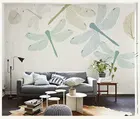 3D настенные фрески, обои, цветы, Настенные обои для гостиной, ручная роспись, стрекоза, масляная живопись, элегантная и тихая наклейка