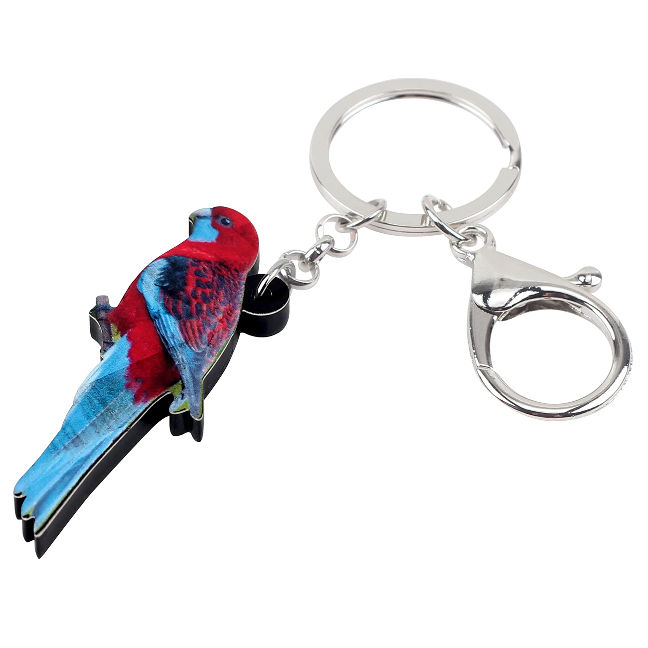 Bonsny акриловый малиновый брелок для ключей Rosella Parrot Bird кольцо с тропическим