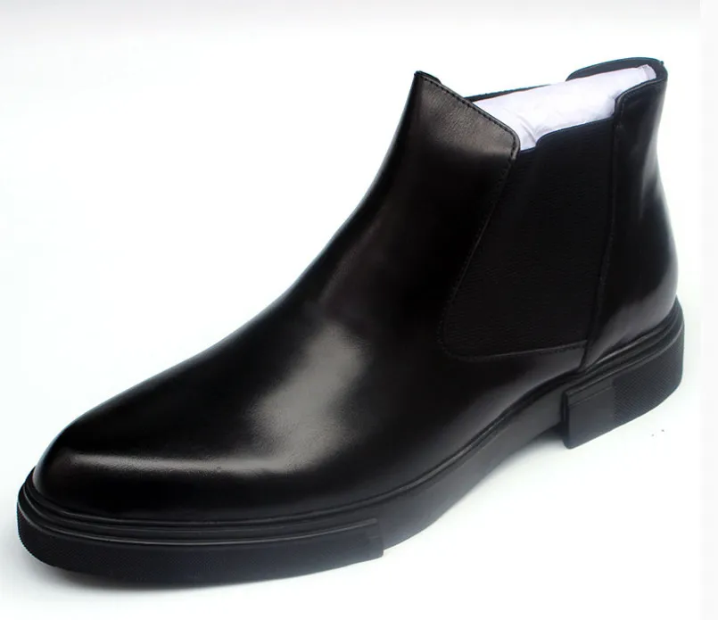 

Autumn Winter Men Fashion Pointed Toes Genuine Leather Soft Leather Ankle Boots Men High Top Business Youth Martin Boots