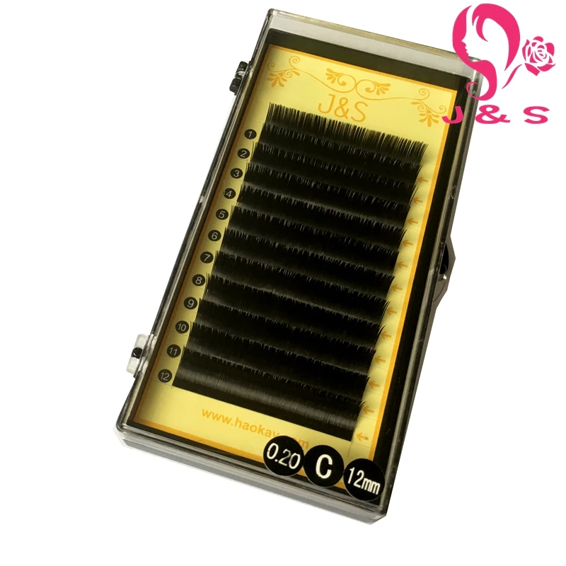 

J & S 10trays/lot 0.15/0.20mm BCD curl 15mm 16mm Super Silk Korea False Mink Flat Elliptical Eyelash Extensions, top split