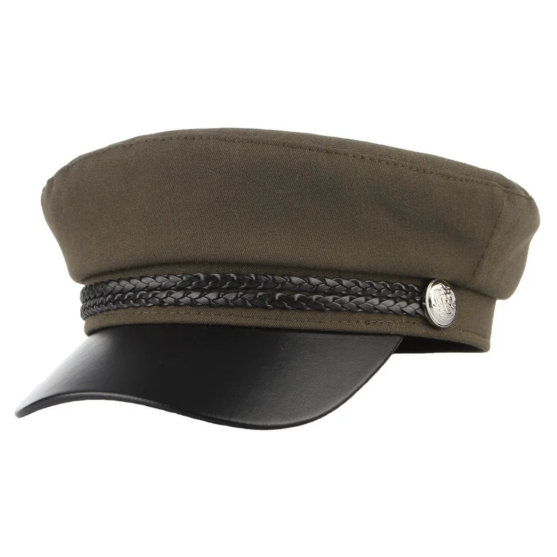 Army green GEMVIE, 5 цветов, модная плоская кепка для женщин, военная Кепка, кепка газетчика, кожаный козырек для женщин, темно-синяя шляпа - Цвет: Army green