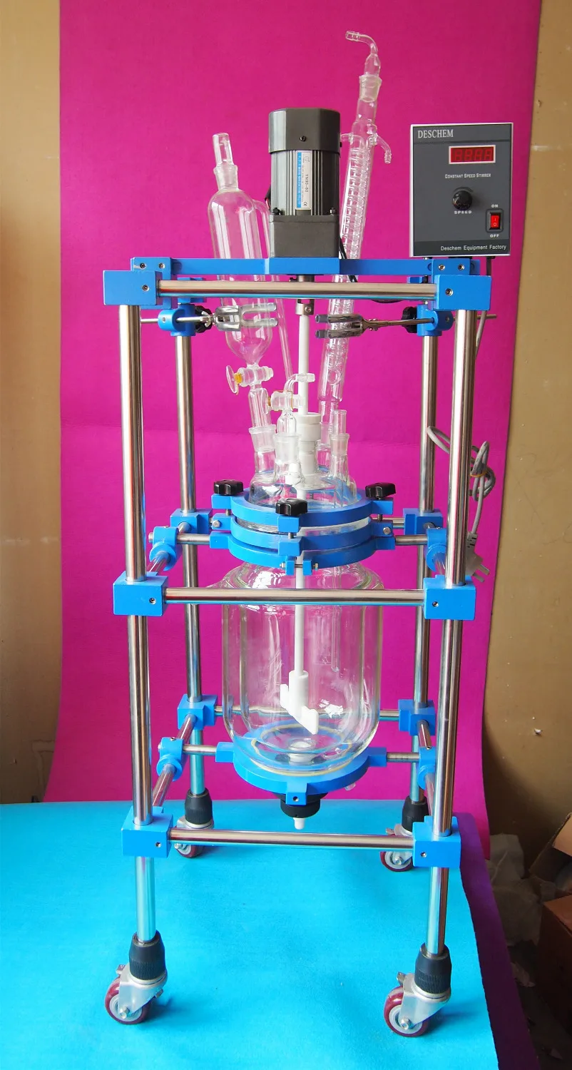 Реакционный чайник со стеклянной оболочкой 5000 мл цилиндрический резервуар для