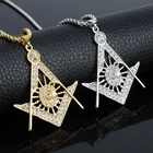 MQCHUN ожерелья в стиле хип-хоп, золотого и серебряного цвета, масонские ожерелья Freemason, сверкающие ожерелья с компасом, G подвески, Кристальные ювелирные изделия, подарок для мужчин и женщин 2017