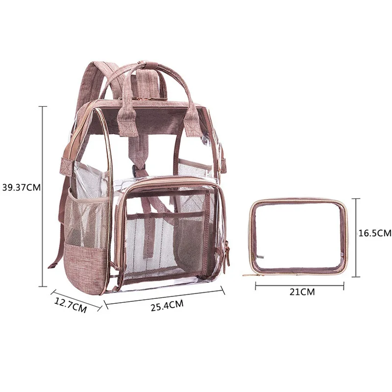 New Fashion Women's Backpack PVC Plastic See Through Security Transparent Japan Ring Bag Travel Rucksack Mochila Large | Багаж и сумки