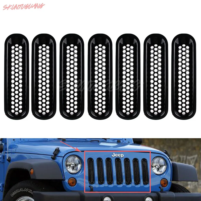 7 шт. передняя решетка радиатора для автомобиля Jeep Wrangler JK 2007 2015|Аксессуары фар
