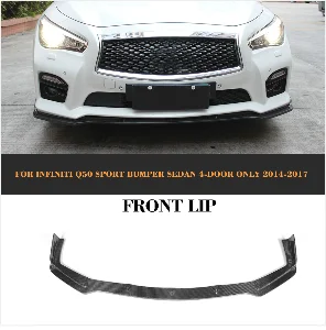 Карбоновый автомобильный передний бампер для губ, спойлер для Infiniti Q50 Sport Sedan, 4 двери, только 2013-, Черный FRP PU, передняя губка