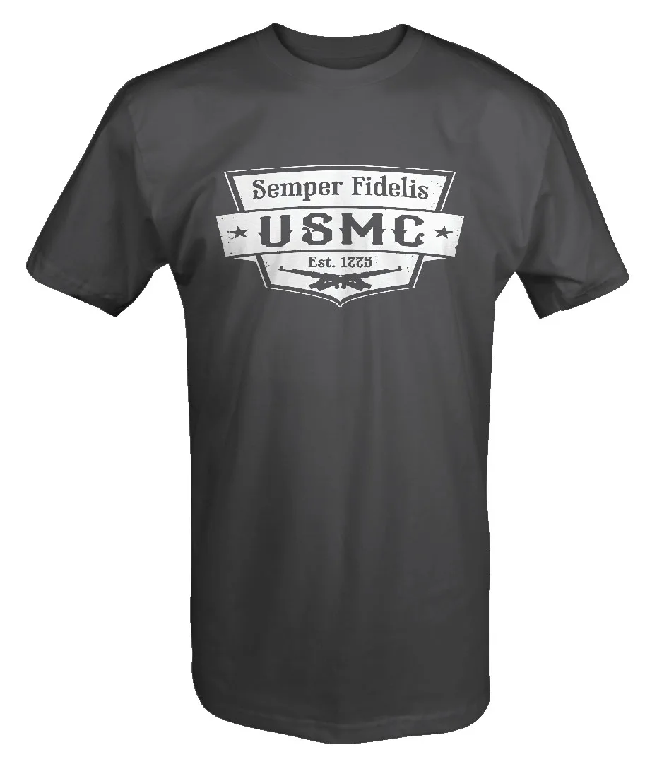 USMC Semper Fidelis Shield США морские винтовки Футболка harajuku Короткие повседневные