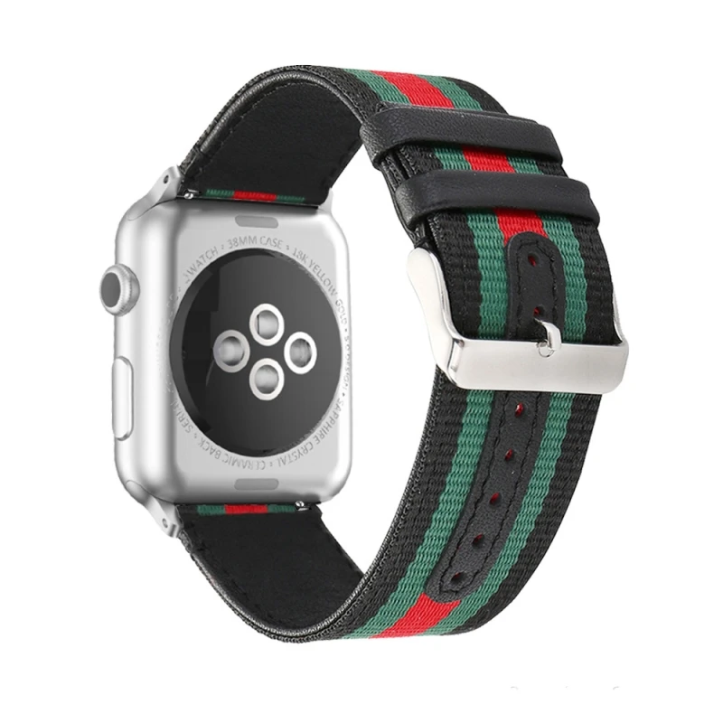 Ремешок нейлоновый для Apple Watch Series 1 2 3 черный спортивный сменный Браслет с