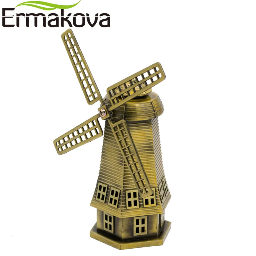 Ермакова 18 см(7 дюймов) Античная бронзовая голландская ветряная мельница модель металлическая фигурка предметы интерьера Голландская мельница украшение для дома