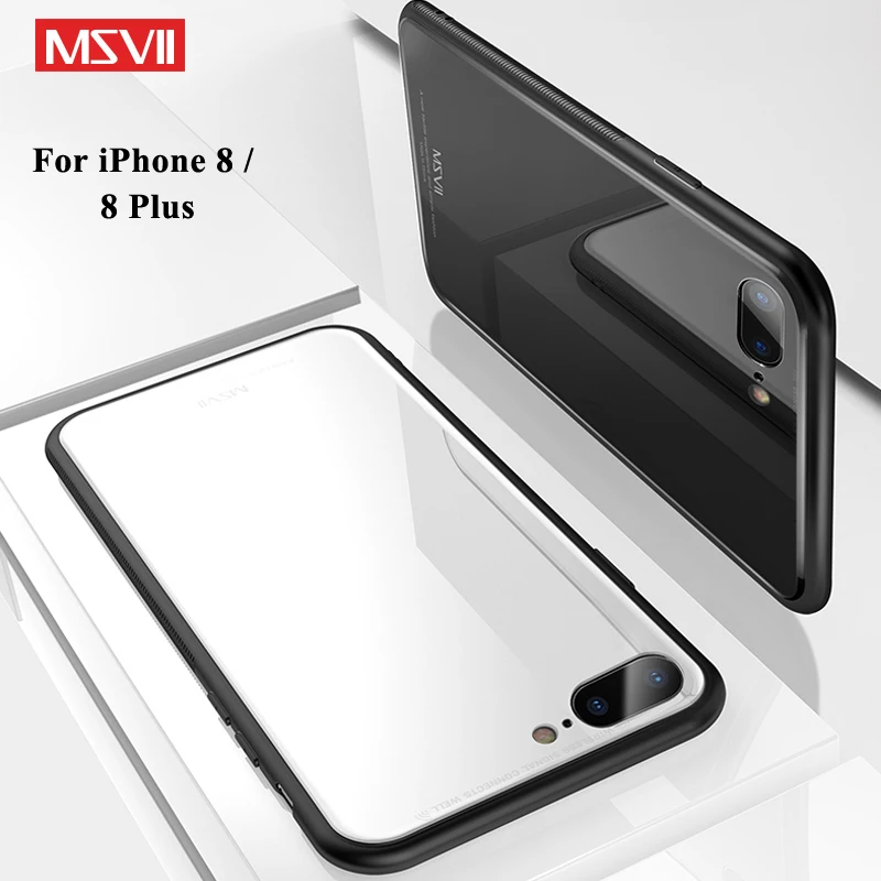 MSVII для iPhone 8 чехол стекло Coque для Apple iPhone 7 7 plus чехол силиконовая рамка+ Зеркальное стекло крышка для iPhone 8 plus чехол s