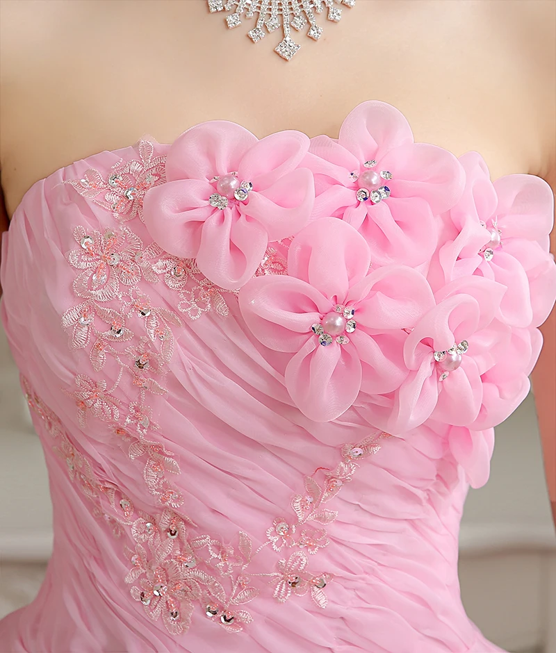 

Latest Wedding Dresses Glamorous Flowers Pink/White/Ivory Ball Gown Formal Dress Wedding Gown Vestidos De Novia Bridal Gown