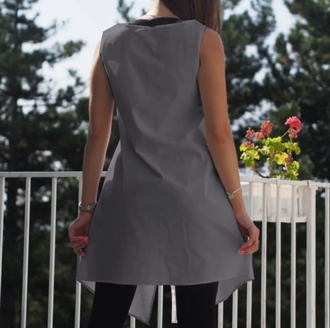 Винтажные блузки женские Асимметричные туники топы летние без рукавов на