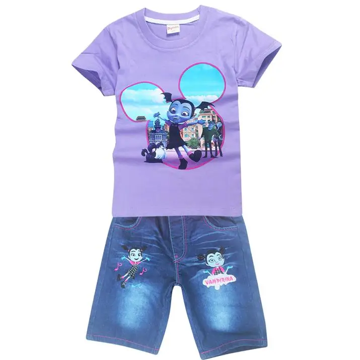 color at picture Отдых летом Обувь для мальчиков vampirina короткие футболки детей Комплекты одежды хлопок Обувь для девочек джинсы спортивные костюмы Детский костюм одежда - Цвет: color at picture