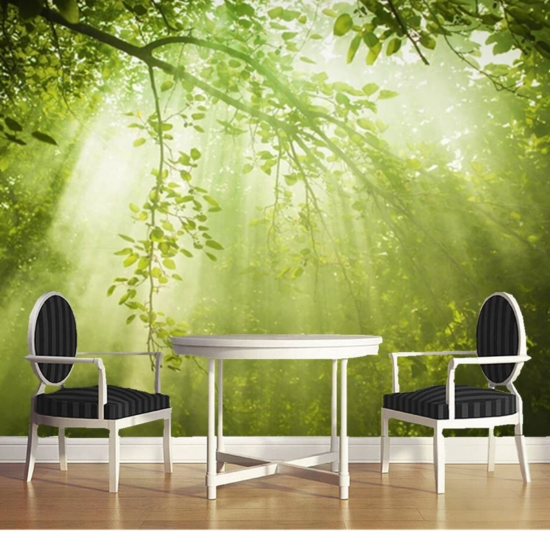 Фотообои с природным пейзажем фотообои изображением солнечного света сквозь лес