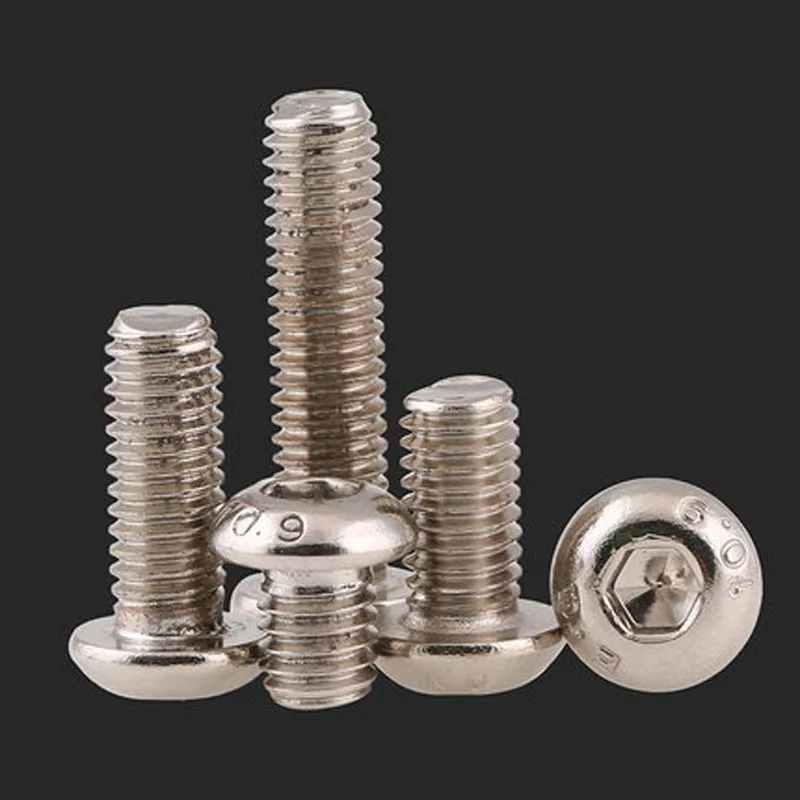 

25pcs M2 10.9 grade high strength nickel plating Semicircular head socket heads cap screws Round cup bolt 3mm-20mm Length