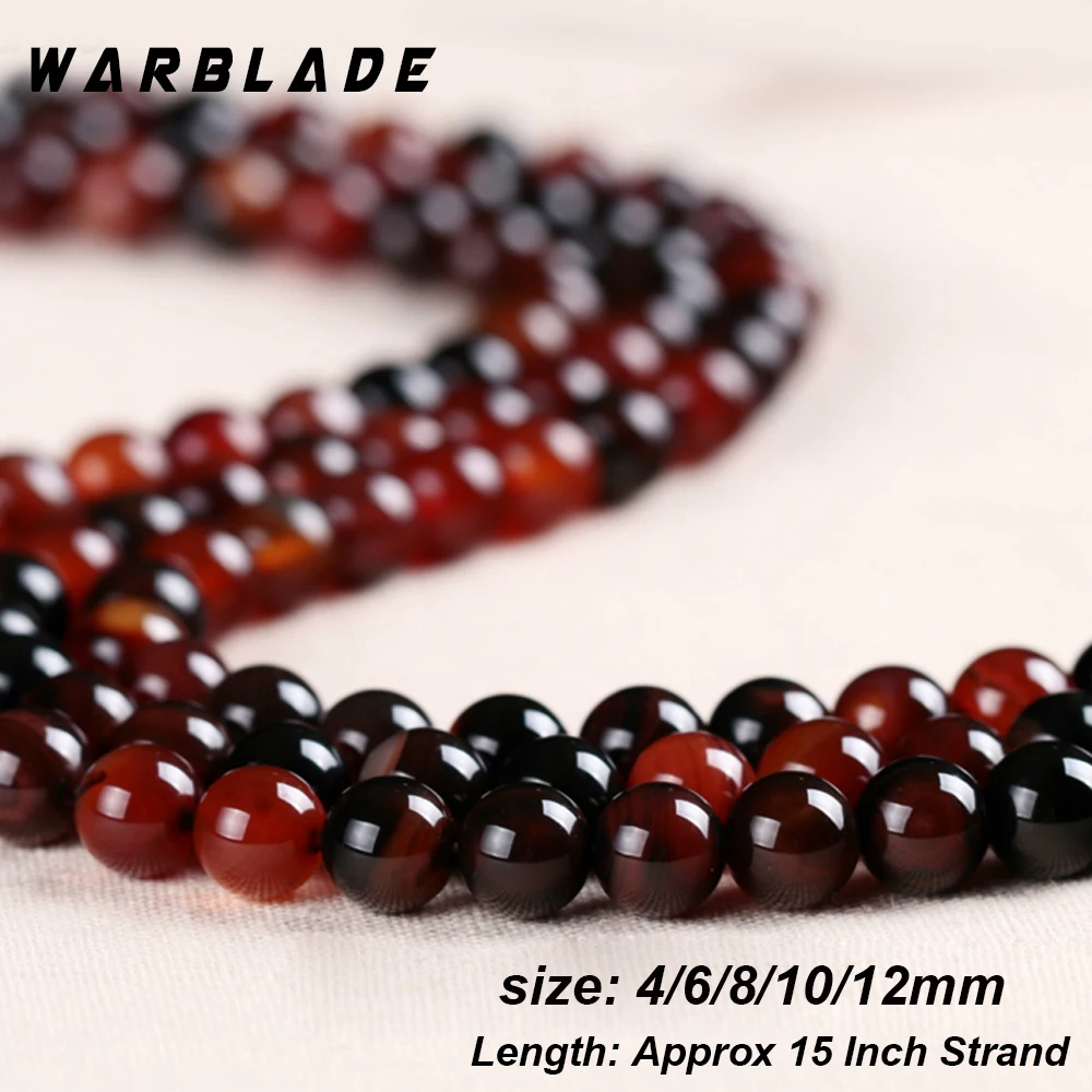 WarBLade высококачественные бусины из натурального агата круглые камня 4 мм 6 8 10 12 для