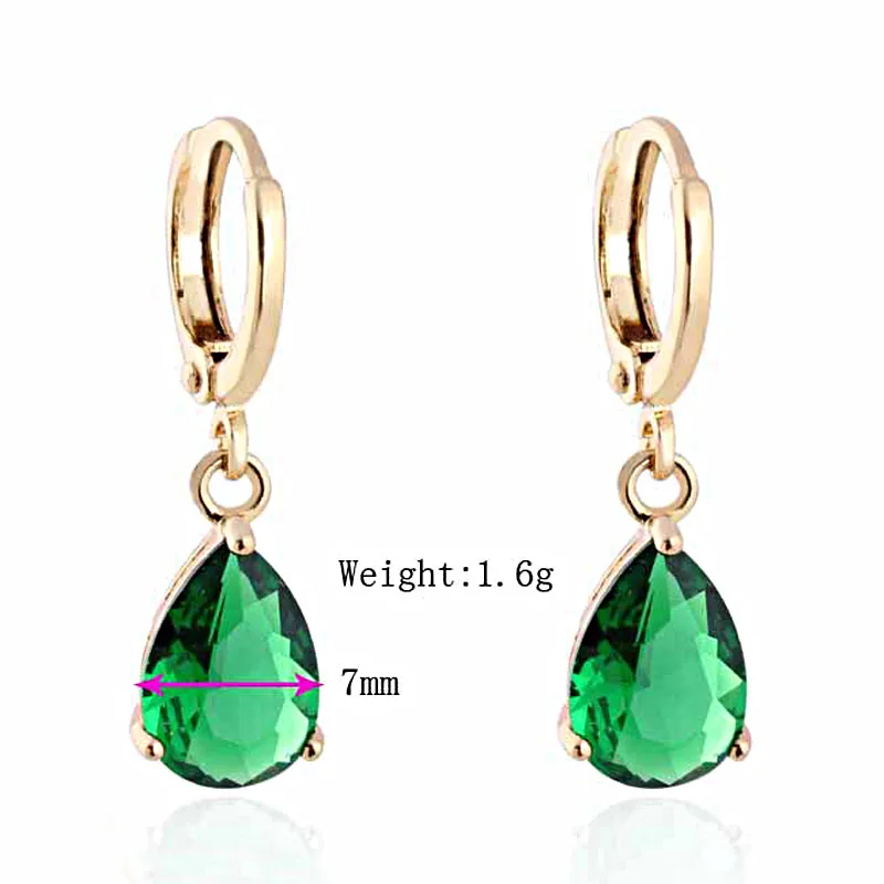 Top Mix Color Cubic Zirconia Gold P Water Drop Earrings for Women Wedding Engagement Jewelry White Red Purple Green A1286 | Украшения и